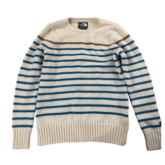 The North Face Sweaters - The North Face Sweater Size M Wool Blend Cream Stripe Coastal Knit Minimalist